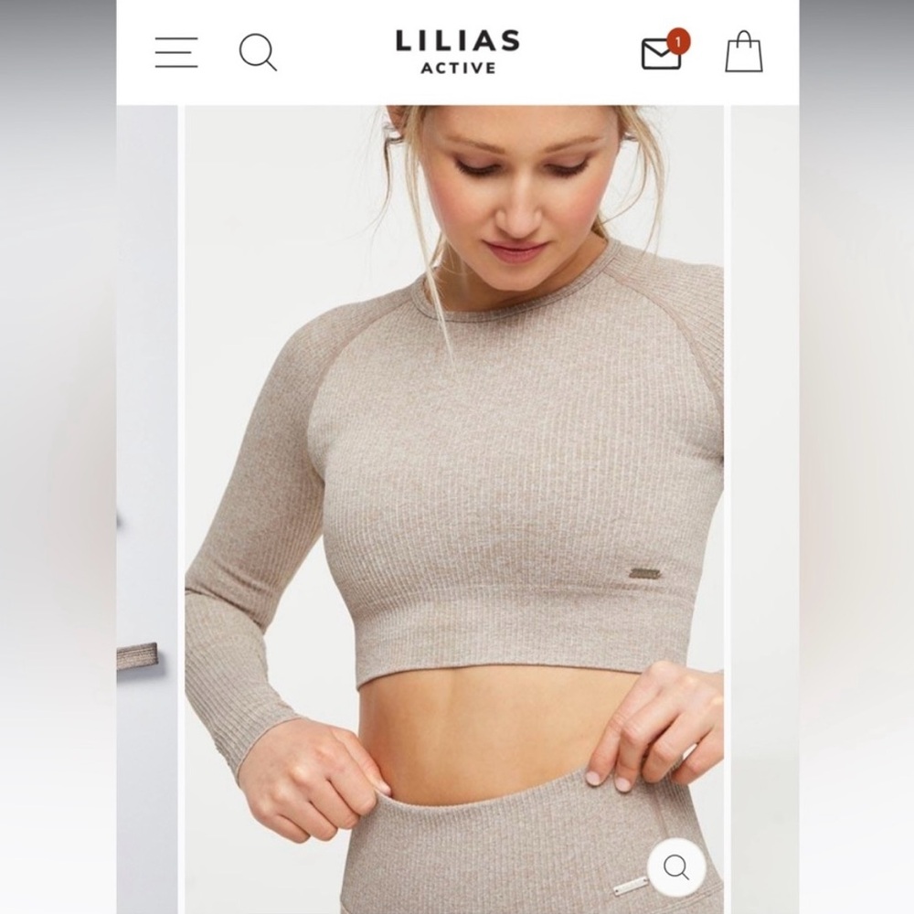 Beige Lilias Long Sleeve Top M